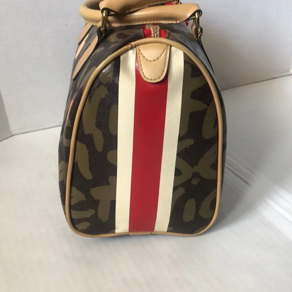 Victoria's Secret Brown Graffiti Heart Satchel with Red and Orange Accents - Picture 9 of 16